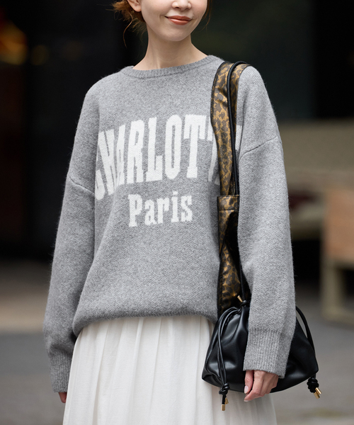 SLOBE IENA（スローブイエナ）の「CHARLOTTE ロゴニット（ニット/セーター・レディース・ベージュ/グレー/ブラック・FREE）」の6枚目の写真