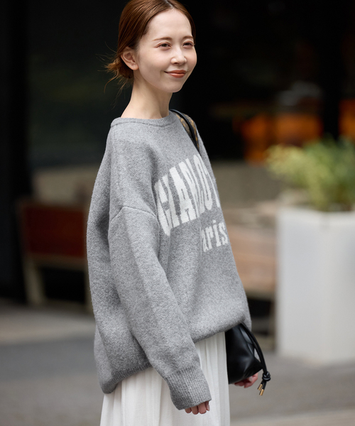 SLOBE IENA（スローブイエナ）の「CHARLOTTE ロゴニット（ニット/セーター・レディース・ベージュ/グレー/ブラック・FREE）」の7枚目の写真