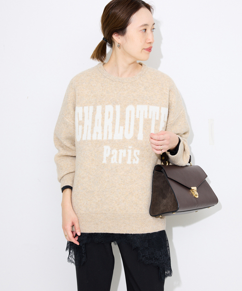 SLOBE IENA（スローブイエナ）の「CHARLOTTE ロゴニット（ニット/セーター・レディース・ベージュ/グレー/ブラック・FREE）」の22枚目の写真