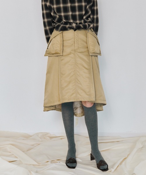 Muel Chic(ミュエルシック)の「Lome quilt skirt ロメキルトスカート(スカート・レディース・カーキ/ブラック/ベージュ/ライトブルー・FREE)」の3枚目の写真