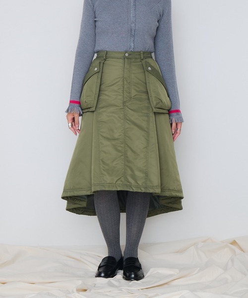 Muel Chic(ミュエルシック)の「Lome quilt skirt ロメキルトスカート(スカート・レディース・カーキ/ブラック/ベージュ/ライトブルー・FREE)」の1枚目の写真