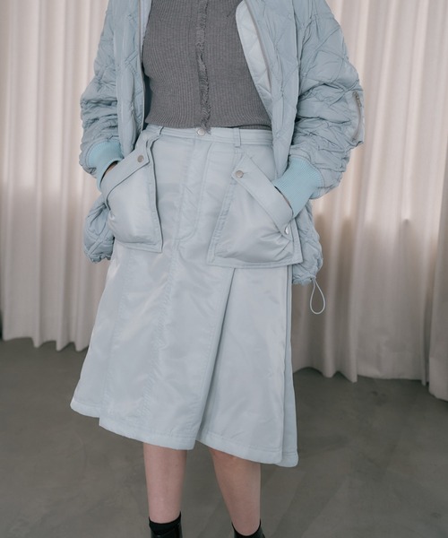 Muel Chic(ミュエルシック)の「Lome quilt skirt ロメキルトスカート(スカート・レディース・カーキ/ブラック/ベージュ/ライトブルー・FREE)」の4枚目の写真