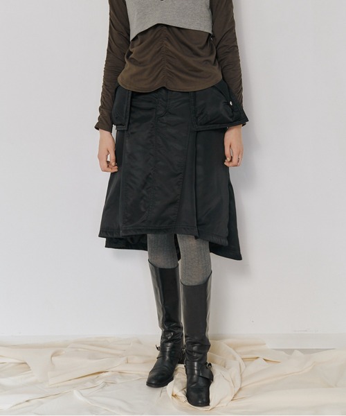 Muel Chic(ミュエルシック)の「Lome quilt skirt ロメキルトスカート(スカート・レディース・カーキ/ブラック/ベージュ/ライトブルー・FREE)」の2枚目の写真