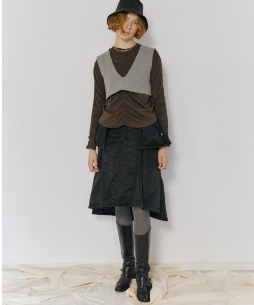 Muel Chic(ミュエルシック)の「Lome quilt skirt ロメキルトスカート(スカート・レディース・カーキ/ブラック/ベージュ/ライトブルー・FREE)」の17枚目の写真