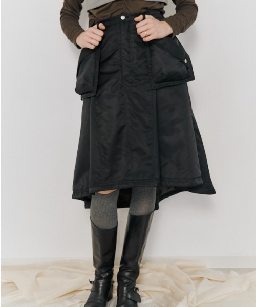 Muel Chic(ミュエルシック)の「Lome quilt skirt ロメキルトスカート(スカート・レディース・カーキ/ブラック/ベージュ/ライトブルー・FREE)」の14枚目の写真