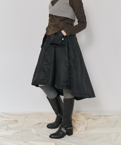 Muel Chic(ミュエルシック)の「Lome quilt skirt ロメキルトスカート(スカート・レディース・カーキ/ブラック/ベージュ/ライトブルー・FREE)」の13枚目の写真