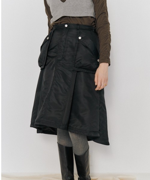 Muel Chic(ミュエルシック)の「Lome quilt skirt ロメキルトスカート(スカート・レディース・カーキ/ブラック/ベージュ/ライトブルー・FREE)」の12枚目の写真