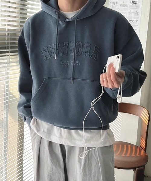 NOWLE(ノウル)の「【NOWLE】立体アーチロゴ プルオーバー パーカー NEW YORK(パーカー・メンズ・スモークピンク/グレイッシュブルー・X-LARGE/LARGE/MEDIUM)」の19枚目の写真