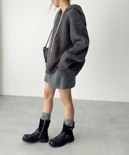 CANAL JEAN（キャナルジーン）の「El mar　あぜ編みウールハーフZIPパーカー（ニット/セーター・レディース・アイボリー/チャコールグレー・ONE SIZE）」の3枚目の写真