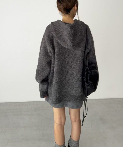 CANAL JEAN（キャナルジーン）の「El mar　あぜ編みウールハーフZIPパーカー（ニット/セーター・レディース・アイボリー/チャコールグレー・ONE SIZE）」の4枚目の写真