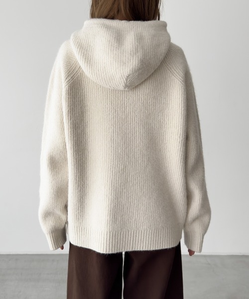 CANAL JEAN（キャナルジーン）の「El mar　あぜ編みウールハーフZIPパーカー（ニット/セーター・レディース・アイボリー/チャコールグレー・ONE SIZE）」の8枚目の写真