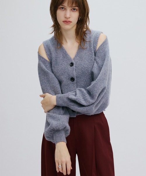 Ameri（アメリ）の「3WAY MINK TOUCH KNIT TOP（ニット/セーター・レディース・アイボリー/グレー/レッド・FREE）」の3枚目の写真