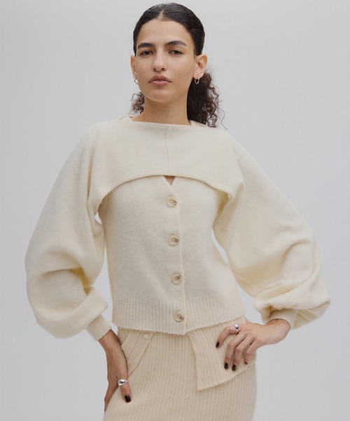 Ameri（アメリ）の「3WAY MINK TOUCH KNIT TOP（ニット/セーター・レディース・アイボリー/グレー/レッド・FREE）」の2枚目の写真