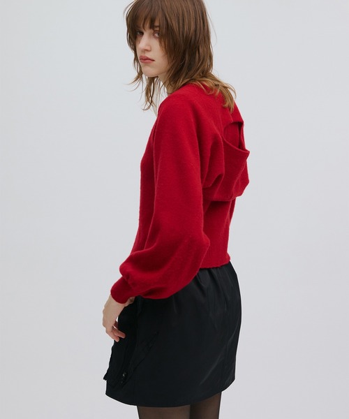 Ameri アメリ レッド レイヤードニット 長袖 Ameri（アメリ）の「3WAY MINK TOUCH KNIT TOP（ニット/セーター