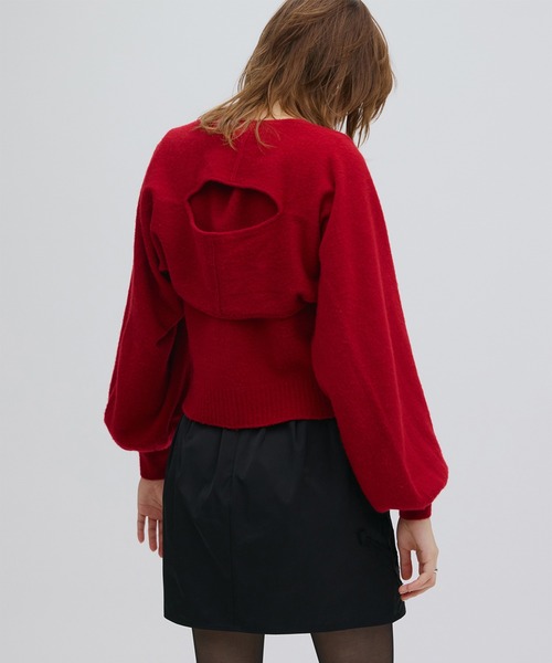 Ameri（アメリ）の「3WAY MINK TOUCH KNIT TOP（ニット/セーター・レディース・アイボリー/グレー/レッド・FREE）」の5枚目の写真