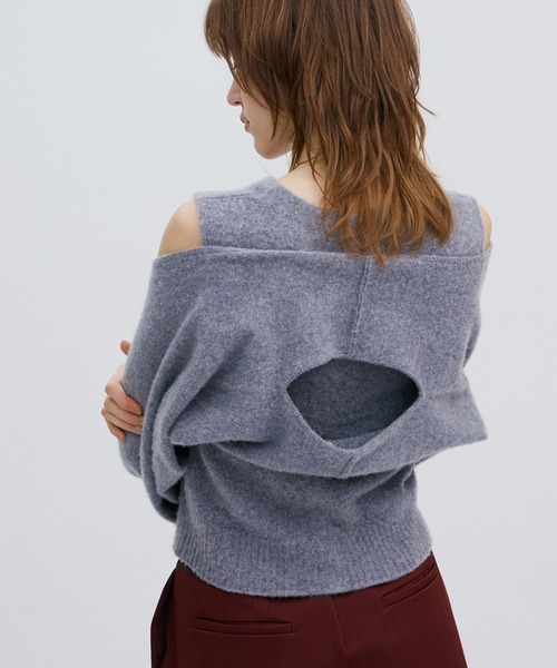 Ameri（アメリ）の「3WAY MINK TOUCH KNIT TOP（ニット/セーター・レディース・アイボリー/グレー/レッド・FREE）」の9枚目の写真