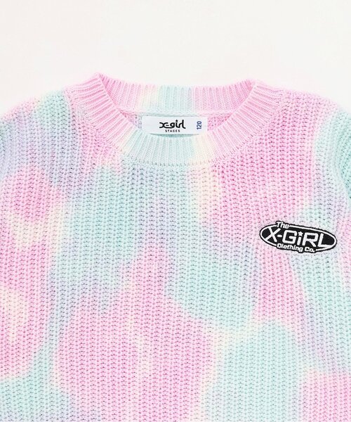X-girl Stages（エックスガールステージス）の「【TBSドラマ フェイクマミー 着用アイテム】手染めタイダイニットプルオーバー（ニット/セーター・キッズ・ピンク/ライトブルー・110cm/130cm/90cm/100cm/140cm/120cm）」の5枚目の写真