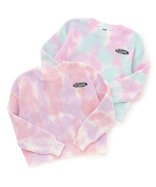 X-girl Stages（エックスガールステージス）の「【TBSドラマ フェイクマミー 着用アイテム】手染めタイダイニットプルオーバー（ニット/セーター・キッズ・ピンク/ライトブルー・110cm/130cm/90cm/100cm/140cm/120cm）」の9枚目の写真