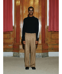 Houndstooth Check Wool Trousers - Brown