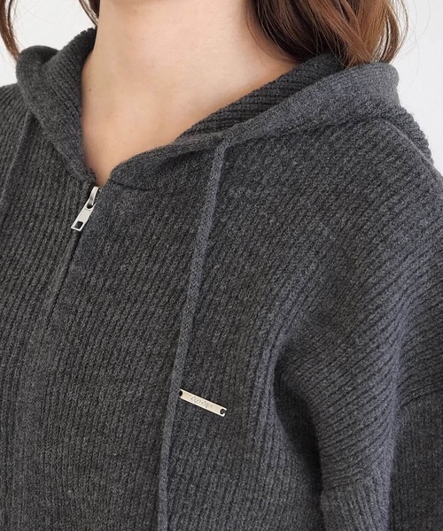 セール】プレート付きダブルジップニットパーカー（パーカー）｜tiptop