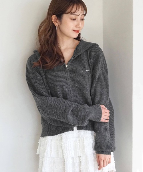 tiptop（ティップトップ）の「プレート付きダブルジップニットパーカー（パーカー・レディース・アイボリー/グレー/チャコールグレー・FREE）」の19枚目の写真