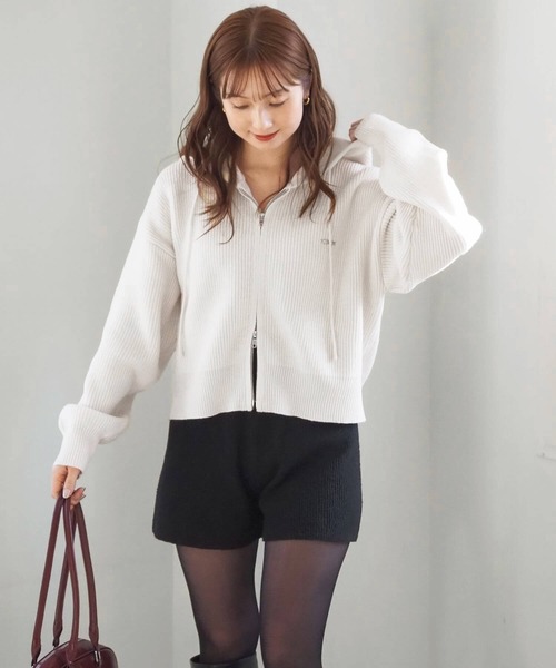 tiptop（ティップトップ）の「プレート付きダブルジップニットパーカー（パーカー・レディース・アイボリー/グレー/チャコールグレー・FREE）」の5枚目の写真