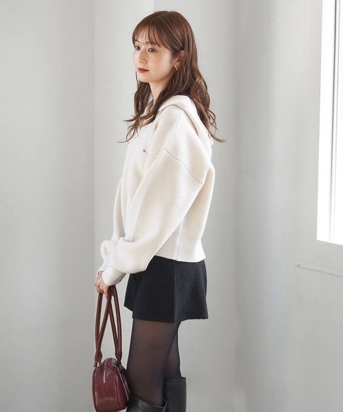 tiptop（ティップトップ）の「プレート付きダブルジップニットパーカー（パーカー・レディース・アイボリー/グレー/チャコールグレー・FREE）」の8枚目の写真