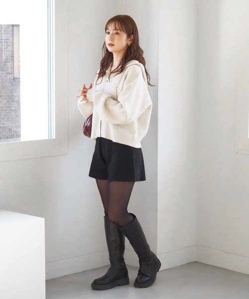 tiptop（ティップトップ）の「プレート付きダブルジップニットパーカー（パーカー・レディース・アイボリー/グレー/チャコールグレー・FREE）」の9枚目の写真