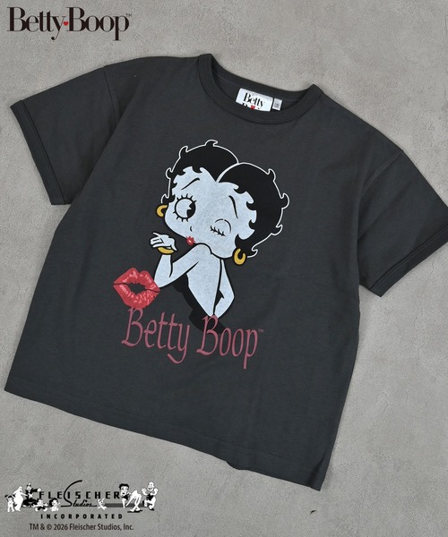 MARKEY'S(マーキーズ)の「【Betty Boop(TM)/ベティー ブープ(TM)】別注プリントリンガーTee(Tシャツ/カットソー・キッズ・チャコール/ピンク/オフホワイト・80/90/95/100/110/120/130/140/150)」の2枚目の写真