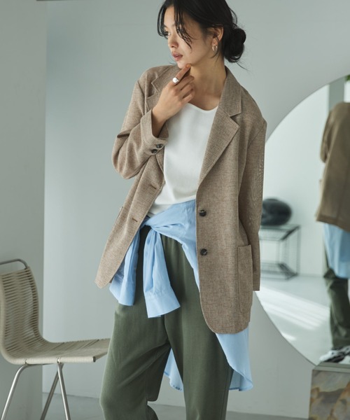 Doux archives（ドゥアルシーヴ）の「【展示会人気NO.1！】カラミツイードメッシュジャケット（テーラードジャケット・レディース・ベージュ/ブラック/ブラウン・FREE）」の3枚目の写真