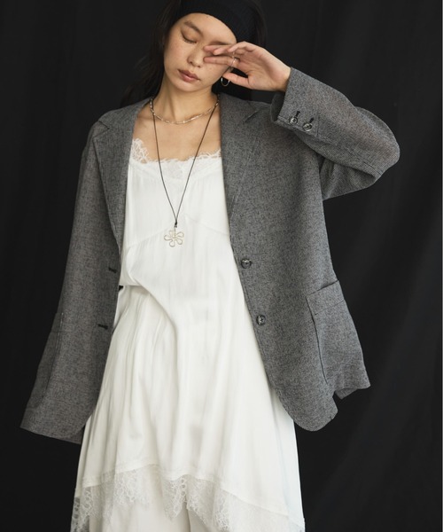 Doux archives（ドゥアルシーヴ）の「【展示会人気NO.1！】カラミツイードメッシュジャケット（テーラードジャケット・レディース・ベージュ/ブラック/ブラウン・FREE）」の17枚目の写真