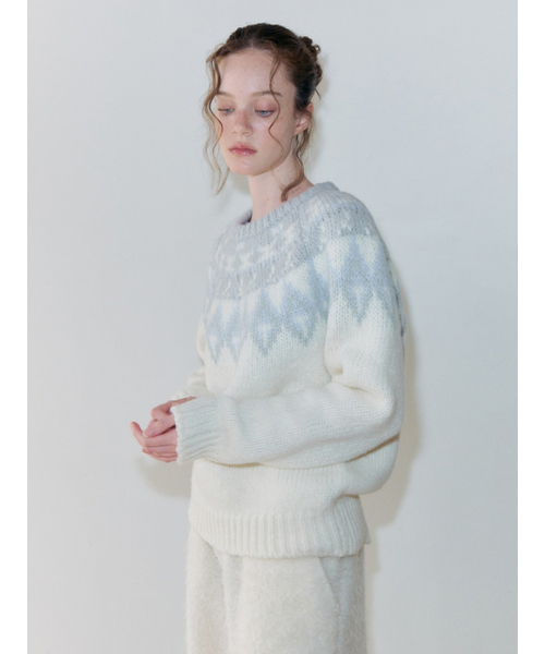 ETMON（エトモン）の「Nordic Round Knit Pullover, Cream（ニット/セーター・レディース・その他・F）」の2枚目の写真