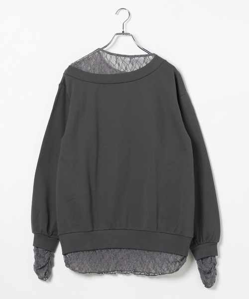 LEPSIM（レプシィム）の「ワンショルレイヤードライクチュニック　632567（Tシャツ/カットソー・レディース・チャコールグレー/ブラック/ライトグレー・FREE）」の4枚目の写真