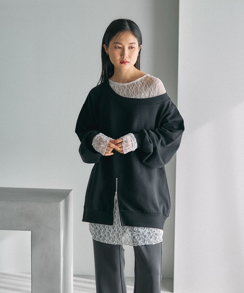 LEPSIM（レプシィム）の「ワンショルレイヤードライクチュニック　632567（Tシャツ/カットソー・レディース・チャコールグレー/ブラック/ライトグレー・FREE）」の17枚目の写真