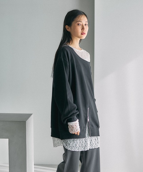 LEPSIM（レプシィム）の「ワンショルレイヤードライクチュニック　632567（Tシャツ/カットソー・レディース・チャコールグレー/ブラック/ライトグレー・FREE）」の18枚目の写真