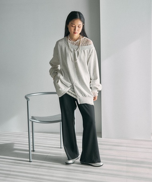 LEPSIM（レプシィム）の「ワンショルレイヤードライクチュニック　632567（Tシャツ/カットソー・レディース・チャコールグレー/ブラック/ライトグレー・FREE）」の20枚目の写真