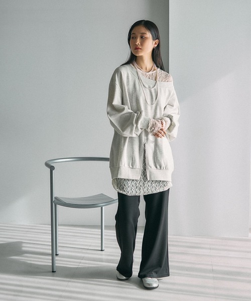 LEPSIM（レプシィム）の「ワンショルレイヤードライクチュニック　632567（Tシャツ/カットソー・レディース・チャコールグレー/ブラック/ライトグレー・FREE）」の21枚目の写真