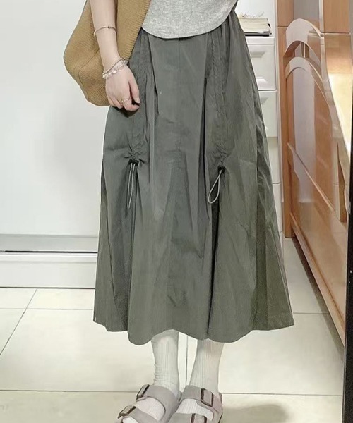 SallyLunn(サリーラン)の「サイドドローコードスカート(スカート・レディース・グレー/ライトグレー/スミクロ・LARGE/MEDIUM)」の2枚目の写真