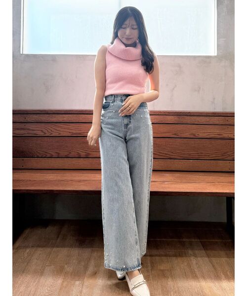 MERCURYDUO（マーキュリーデュオ）の「パールデニムパンツ（デニムパンツ・レディース・ブルー/ライトブルー・SMALL/MEDIUM）」の5枚目の写真