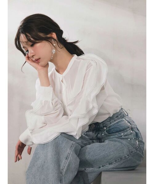 MERCURYDUO（マーキュリーデュオ）の「パールデニムパンツ（デニムパンツ・レディース・ブルー/ライトブルー・SMALL/MEDIUM）」の3枚目の写真