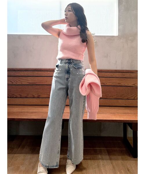 MERCURYDUO（マーキュリーデュオ）の「パールデニムパンツ（デニムパンツ・レディース・ブルー/ライトブルー・SMALL/MEDIUM）」の6枚目の写真