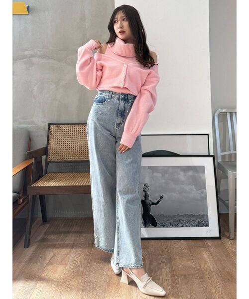 MERCURYDUO（マーキュリーデュオ）の「パールデニムパンツ（デニムパンツ・レディース・ブルー/ライトブルー・SMALL/MEDIUM）」の8枚目の写真