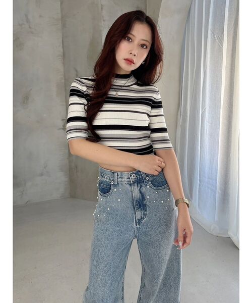 MERCURYDUO（マーキュリーデュオ）の「パールデニムパンツ（デニムパンツ・レディース・ブルー/ライトブルー・SMALL/MEDIUM）」の12枚目の写真