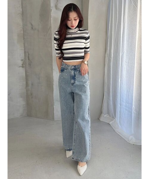 MERCURYDUO（マーキュリーデュオ）の「パールデニムパンツ（デニムパンツ・レディース・ブルー/ライトブルー・SMALL/MEDIUM）」の13枚目の写真