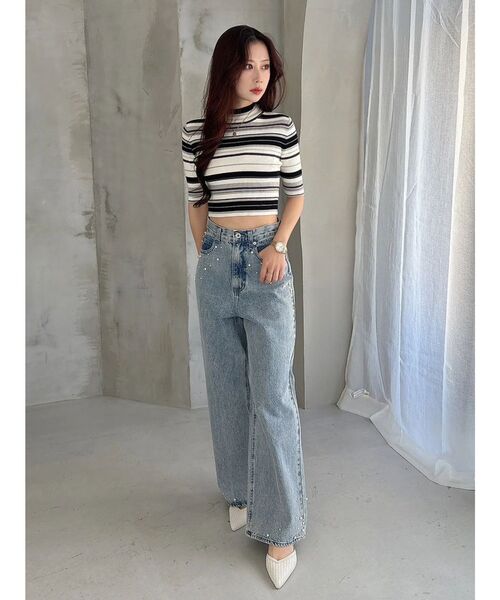 MERCURYDUO（マーキュリーデュオ）の「パールデニムパンツ（デニムパンツ・レディース・ブルー/ライトブルー・SMALL/MEDIUM）」の14枚目の写真