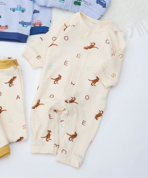 apres les cours（アプレレクール）の「ワッフルカバーオール（ロンパース・キッズ・ピンク/その他3/サックスブルー/アイボリー・80/70/60）」の2枚目の写真