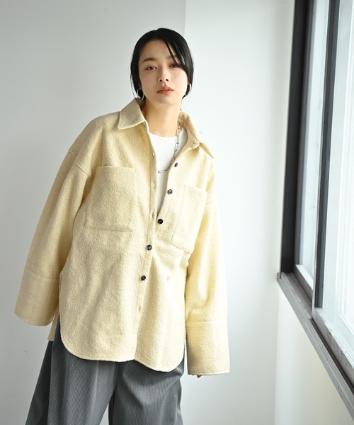 STYLE DELI(スタイルデリ)の「【BLK001】ループツイードビックカフスシャツ(シャツ/ブラウス・レディース・グレー/イエロー・FREE)」の16枚目の写真