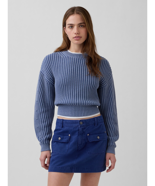 GAP(ギャップ)の「コットン100% バレルスリーブ クロップドセーター(ニット/セーター・レディース・オフホワイト/ブルー/イエロー/グリーン・XL/L/M/S/XS/XXS)」の1枚目の写真