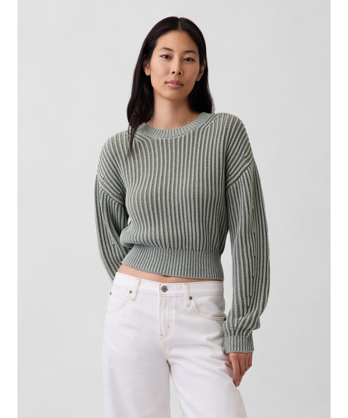 GAP(ギャップ)の「コットン100% バレルスリーブ クロップドセーター(ニット/セーター・レディース・オフホワイト/ブルー/イエロー/グリーン・XL/L/M/S/XS/XXS)」の3枚目の写真