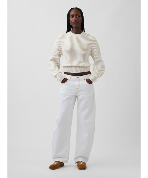 GAP(ギャップ)の「コットン100% バレルスリーブ クロップドセーター(ニット/セーター・レディース・オフホワイト/ブルー/イエロー/グリーン・XL/L/M/S/XS/XXS)」の12枚目の写真